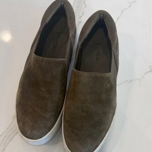 Vince Taupe Suede Casual Slip-Ons